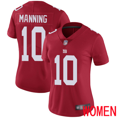 Women New York Giants #10 Eli Manning Red Limited Red Inverted Legend Football NFL Jersey->women nfl jersey->Women Jersey
